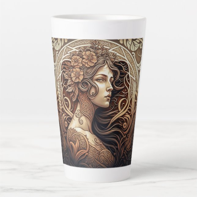 Jugendstil-Frau Latte-Tasse Milchtasse (Vorderseite)