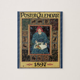 Jugendstil, Frau liest Astrologie-Buch Puzzle