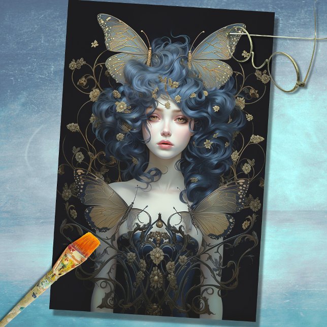 Jugendstil-Frau mit Moth 2 Decoupage Paper Seidenpapier (Von Creator hochgeladen)