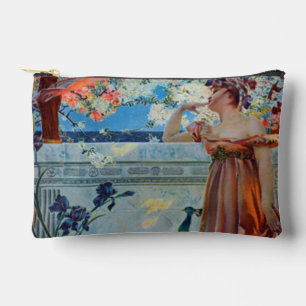 Jugendstil-Frau und Pfau Zubehörtasche