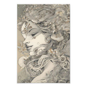 Jugendstil-Frauenporträt im Vintage-Stil Fotodruck