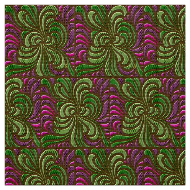 Jugendstil-Freie Wirbel - Grün und Magenta Stoff (Muster)