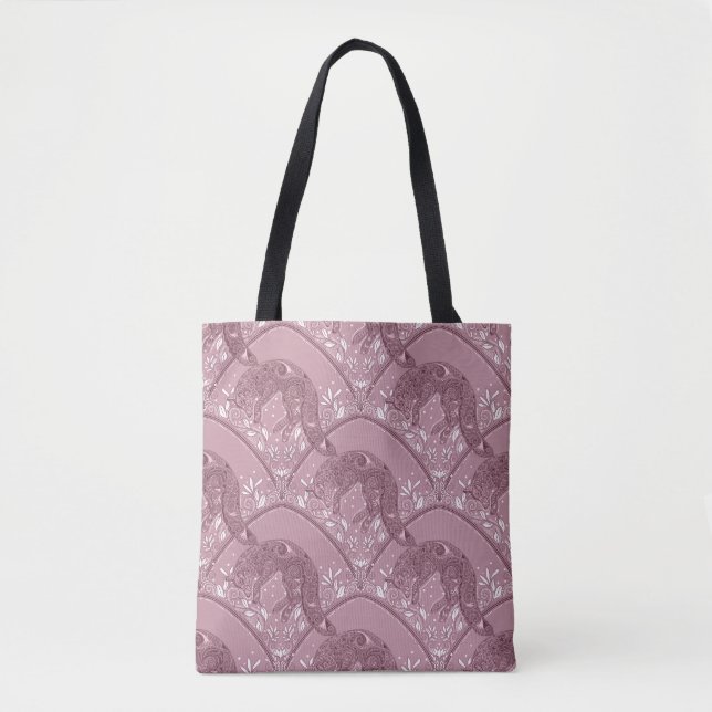 Jugendstil-Fuchs-Damaskus-Waldmuster in Rosa (Vorderseite)