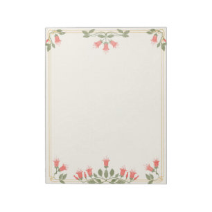 Jugendstil Fuchsia Blumenrand Notizblock