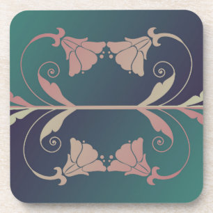 Jugendstil Fuschia-Blume rosa blau grün elegant Getränkeuntersetzer