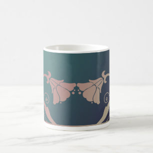 Jugendstil-Fuschia-Blume Rosa-Grün Tasse