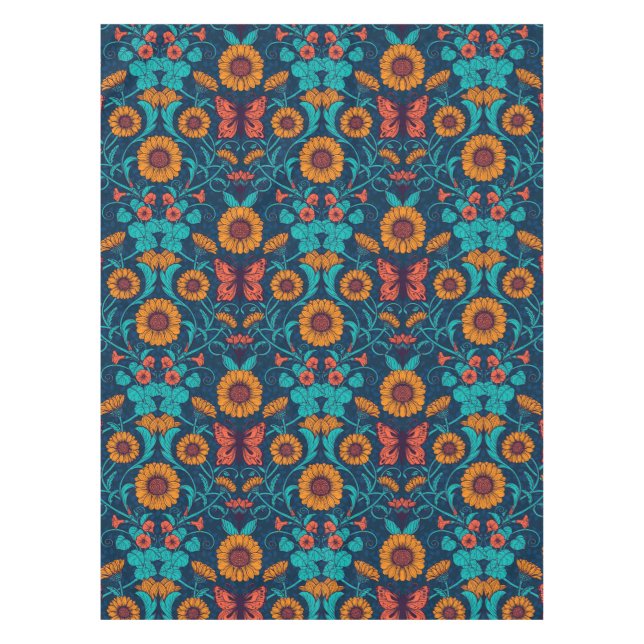 Jugendstil-Gänge in blau und gelb Tischdecke (Vorderseite)