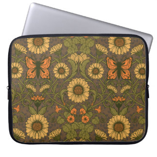 Jugendstil-Gänseblümchen in Blau und Gelb Laptopschutzhülle