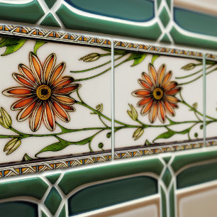 Jugendstil Gänseblümchen Nahtlose Floralmuster Fliese
