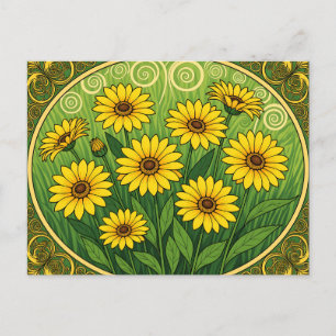 Jugendstil-Gänseblümchen Postkarte