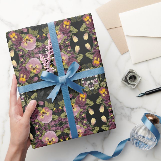 Jugendstil-Garten der Stiefmütterchen Vintage Geschenkpapier (Schenken)