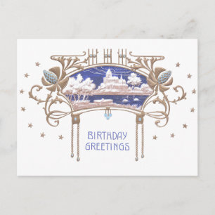 Jugendstil Geburtstag Postkarte
