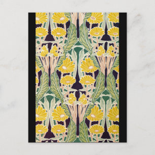 Jugendstil Gelbe Blumen Postkarte