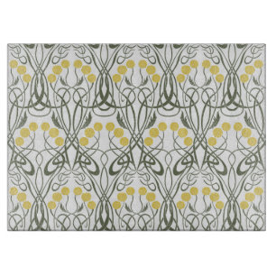 Jugendstil Gelbe Rosen und geschwungene Stiele Schneidebrett