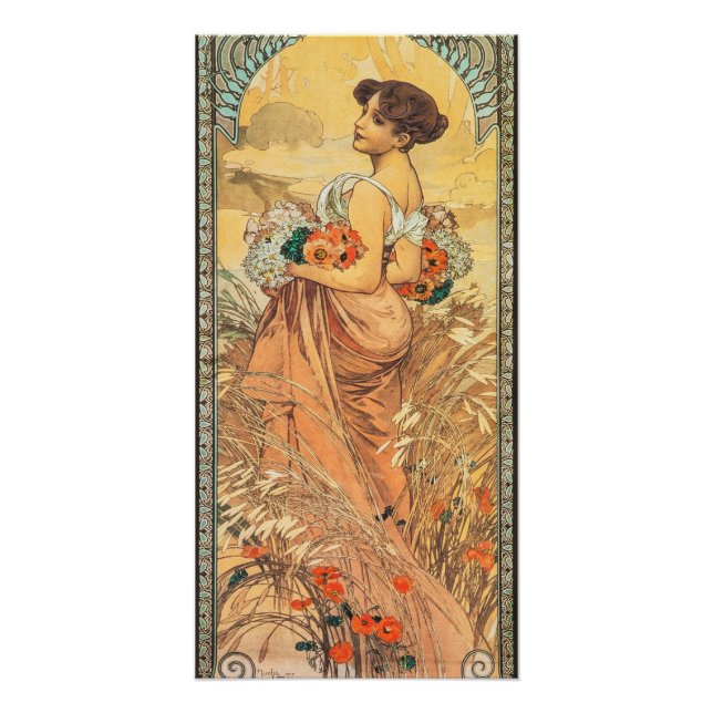 Jugendstil-Gemälde des Sommers von Alphonse Mucha Poster (Vorderseite)