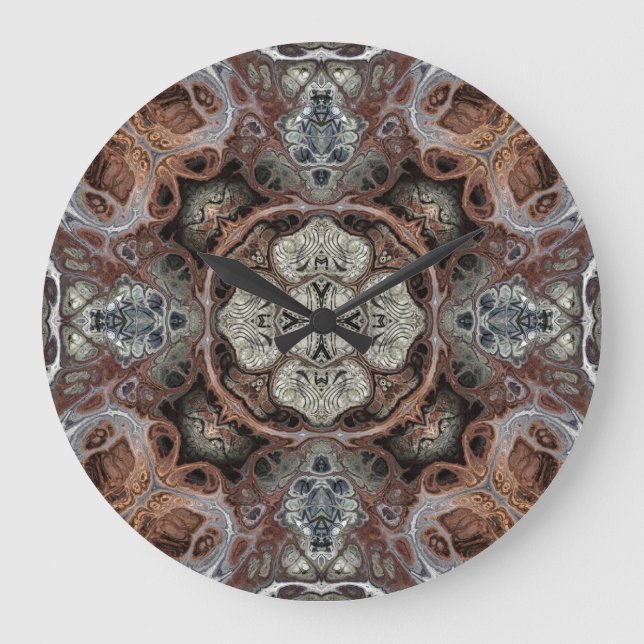 Jugendstil geometrisch Vintages Muster Große Wanduhr (Vorderseite)