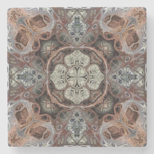 Jugendstil geometrisch Vintages Muster Steinuntersetzer (Vorderseite)