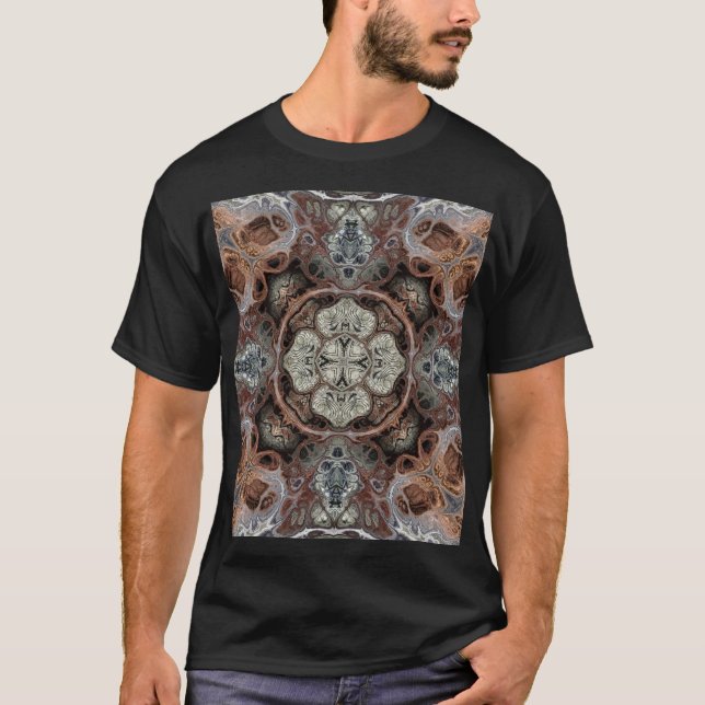 Jugendstil geometrisch Vintages Muster T-Shirt (Vorderseite)