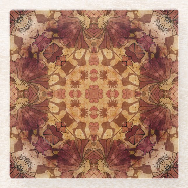 Jugendstil geometrisch, Ziermuster. Glasuntersetzer (Vorderseite)
