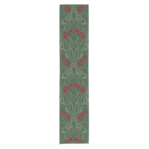 Jugendstil geometrische Mohnblumen und geschwungen Kurzer Tischläufer