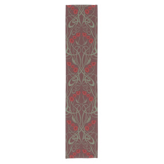 Jugendstil Geometrische Mohnblumen und geschwungen Kurzer Tischläufer