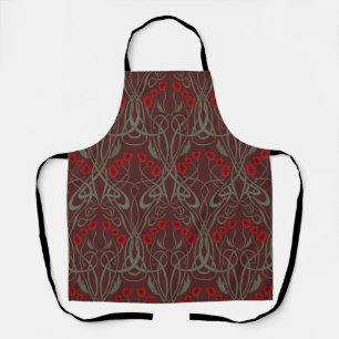 Jugendstil geometrische Mohnblumen und geschwungen Schürze