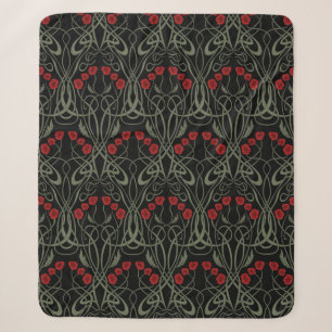 Jugendstil Geometrische Mohnblumen und geschwungen Sherpadecke