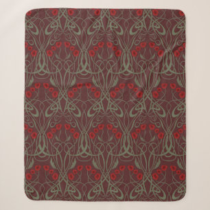 Jugendstil geometrische Mohnblumen und geschwungen Sherpadecke