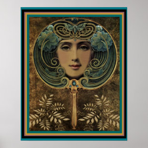 Jugendstil-Gesicht im Spiegel 16 x 20 Poster