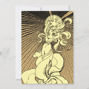 Jugendstil-Girl mit leuchtendem Stern Feiertagskarte