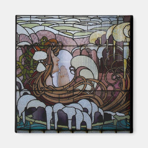 Jugendstil Glasmalerei Meeresszene Magnet