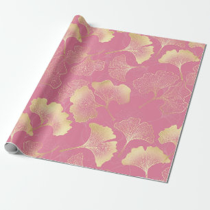 Jugendstil Gold Ginkgo Blatt Schimmerndes Muster Geschenkpapier
