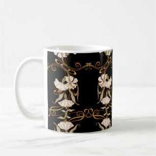 Jugendstil: Gold-Schwarze Vintage. Kaffeetasse