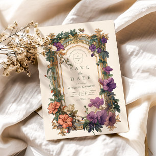 Jugendstil Goldenes Blumenhochzeit Save The Date