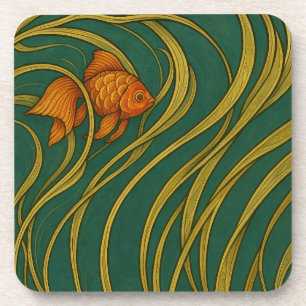 Jugendstil-Goldfisch Getränkeuntersetzer
