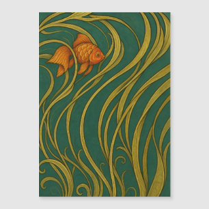 Jugendstil-Goldfisch Magnetkarte