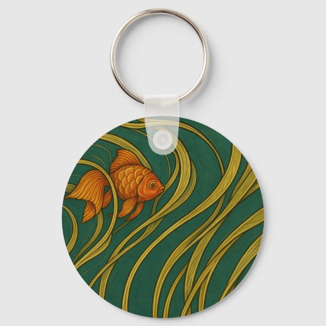 Jugendstil-Goldfisch  Schlüsselanhänger (Vorderseite)