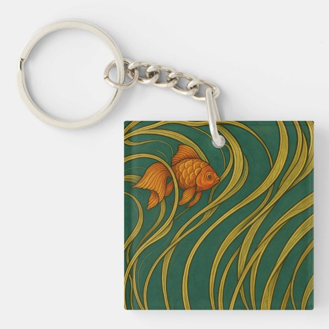 Jugendstil-Goldfisch  Schlüsselanhänger (Vorderseite)