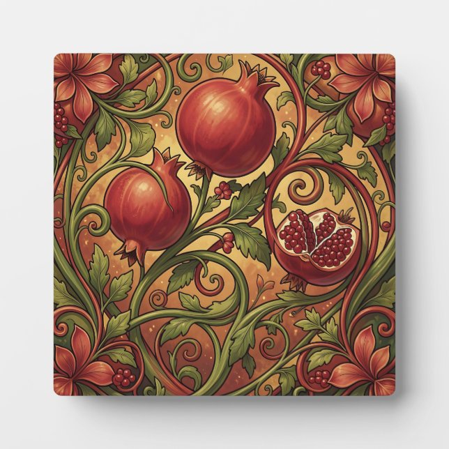 Jugendstil-Granatapfel-Ornamentmuster Fotoplatte (Vorderseite)