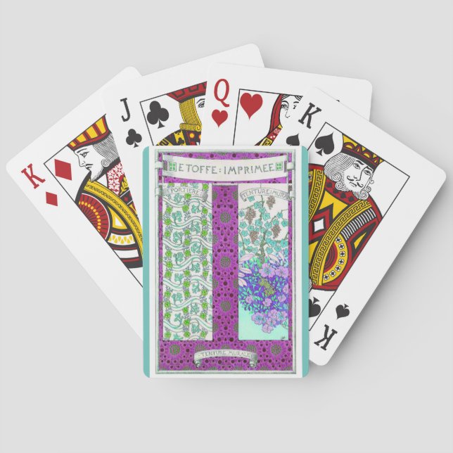 Jugendstil Grapevine florierend Vintag aquamarin l Spielkarten (Rückseite)