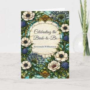 Jugendstil Grün Blau Bleiglas Junggesellinnenabsch Karte