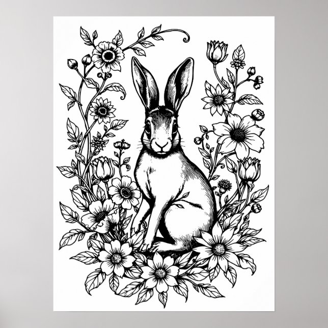 Jugendstil-Hasen-Färbposter 2 Poster (Vorne)