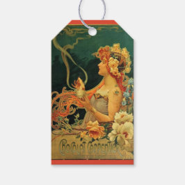 Jugendstil-heiße Schokolade Blumengrün-Label Geschenkanhänger