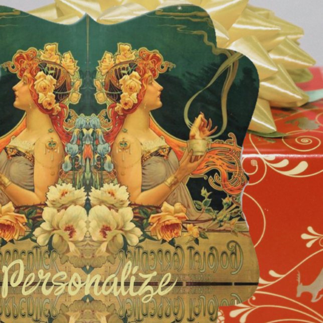 Jugendstil-heiße Schokoladenblütenwerbung Geschenkanhänger (Von Creator hochgeladen)