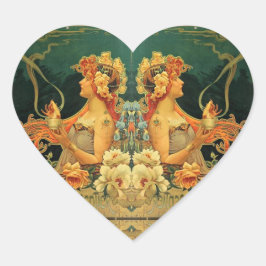 Jugendstil-heiße Schokoladenwerbung Hingre Herz-Aufkleber