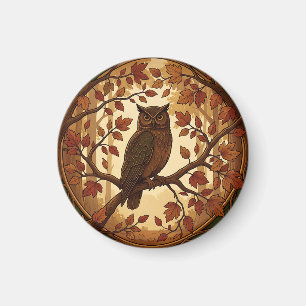 Jugendstil Herbst Eule Wald Magnet