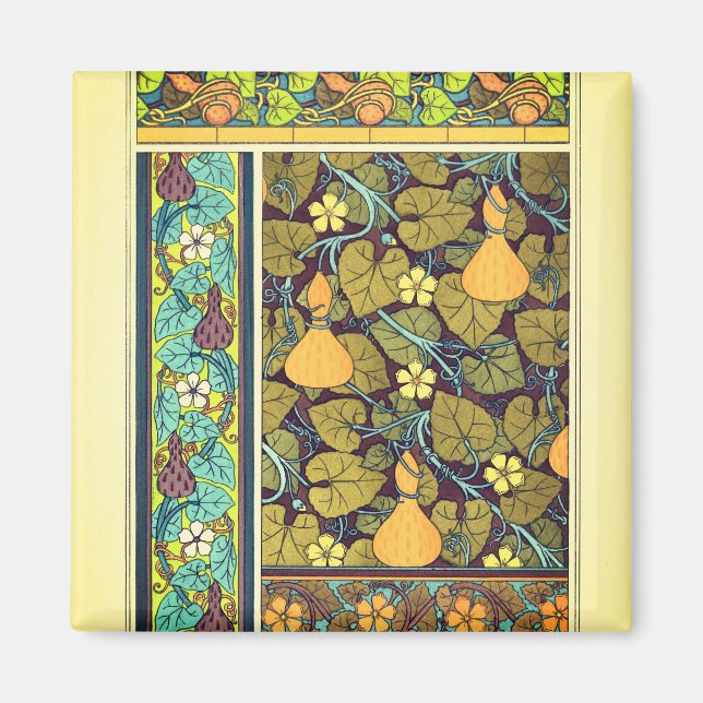 Jugendstil Herbst florale elegante Gourmet lila Magnet (Vorne)