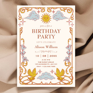 Jugendstil Himmelsgeburtstag Einladung