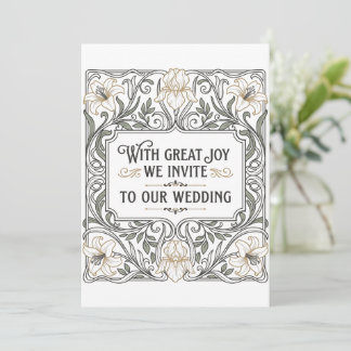 Jugendstil Hochzeit Blumen Einladung