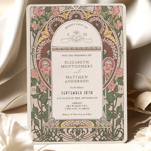 Jugendstil-Hochzeit botanisch Einladung